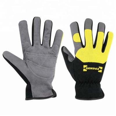 Synthetic Leather Touch Screen Mechanical Work Gloves